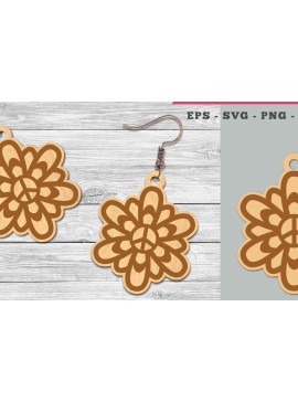 Σετ των 3 Intra απο ξύλο plywood 3mm-4mm πάχος - Σκουλαρίκια με λέιζερ Flower Peace  1 Δίασταση 3x3 cm INTRAFABR-106400955