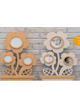 Σετ των 2 Intra απο ξύλο plywood 3mm-4mm πάχος - Κορνίζα φωτογραφιών λουλουδιών / μαργαρίτα φωτογραφία Δίασταση 20x25 cm INTRAFABR-42348791