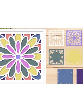 Σετ των 3 Intra απο ξύλο plywood 3mm-4mm πάχος - Flower Shadow Box , 3d Layered  Δίασταση 8x8 cm INTRAFABR-69417106