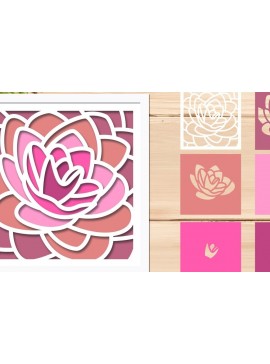 Σετ των 3 Intra απο ξύλο plywood 3mm-4mm πάχος - Flower Shadow Box , 3d Layered Δίασταση 8x8 cm INTRAFABR-65820094