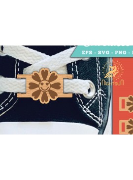 Σετ των 2 Intra απο ξύλο plywood 3mm-4mm πάχος - Flower Smile Κορδόνια Ετικέτες Laser Cut Δίασταση 20x20 cm INTRAFABR-112295001