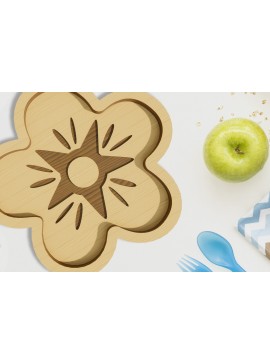 Σετ των 2 Intra απο ξύλο plywood 3mm-4mm πάχος - Λουλούδι . Παιδικό πιάτο κοπής με λέιζερ Δίασταση 30x20 cm INTRAFABR-78787000