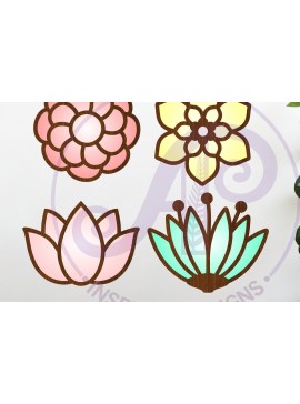 Σετ των 2 Intra απο ξύλο plywood 3mm-4mm πάχος - Flower Two Layer Cut Outs Laser  D4 Δίασταση 30x20 cm INTRAFABR-122570688