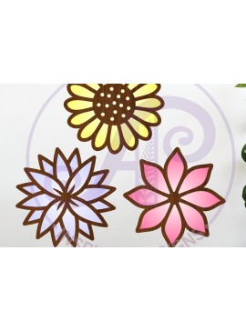 Σετ των 2 Intra απο ξύλο plywood 3mm-4mm πάχος - Flower Two Layer Cut Outs Laser  D7 Δίασταση 30x20 cm INTRAFABR-122570870