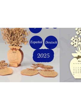 Σετ των 3 Intra απο ξύλο plywood 3mm-4mm πάχος - Βάζο λουλουδιών Ημερολόγιο Eng Esp Deu Δίασταση 4x4 cm INTRAFABR-110015220