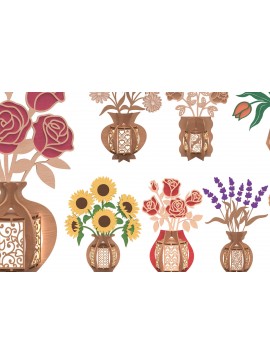 Intra απο ξύλο plywood 3mm-4mm πάχος - Βάζο λουλουδιών Δέσμη κοπής με λέιζερ Δίασταση 30x20 cm INTRAFABR-112273987