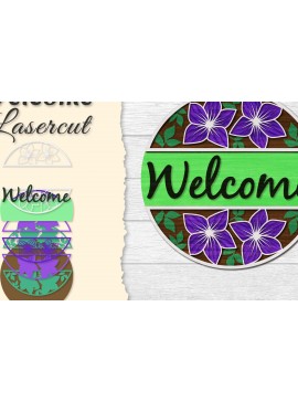 Σετ των 2 Intra απο ξύλο plywood 3mm-4mm πάχος - Flower Welcome Lasercut Δίασταση 20x20 cm INTRAFABR-122044442