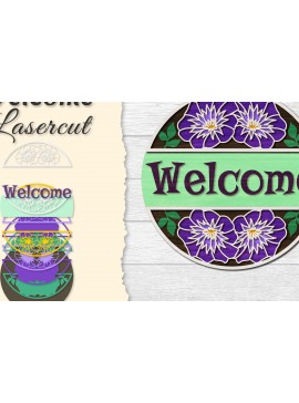 Σετ των 2 Intra απο ξύλο plywood 3mm-4mm πάχος - Flower Welcome Lasercut Δίασταση 20x20 cm INTRAFABR-122044452