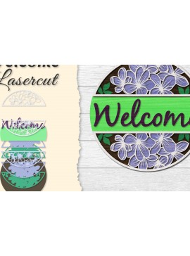 Σετ των 2 Intra απο ξύλο plywood 3mm-4mm πάχος - Flower Welcome Lasercut Δίασταση 20x20 cm INTRAFABR-122044661