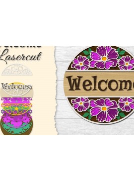 Σετ των 2 Intra απο ξύλο plywood 3mm-4mm πάχος - Flower Welcome Lasercut Δίασταση 20x20 cm INTRAFABR-122044399