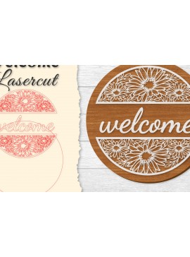 Σετ των 2 Intra απο ξύλο plywood 3mm-4mm πάχος - Flower Welcome Lasercut Δίασταση 20x20 cm INTRAFABR-122597118