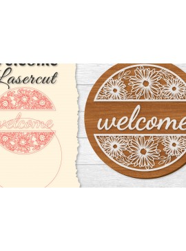 Σετ των 2 Intra απο ξύλο plywood 3mm-4mm πάχος - Flower Welcome Lasercut Δίασταση 20x20 cm INTRAFABR-122599977