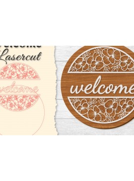 Σετ των 2 Intra απο ξύλο plywood 3mm-4mm πάχος - Flower Welcome Lasercut Δίασταση 20x20 cm INTRAFABR-122599982