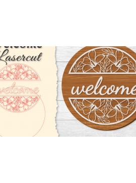 Σετ των 2 Intra απο ξύλο plywood 3mm-4mm πάχος - Flower Welcome Lasercut Δίασταση 20x20 cm INTRAFABR-122600000