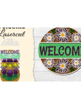 Σετ των 2 Intra απο ξύλο plywood 3mm-4mm πάχος - Flower Welcome Lasercut Δίασταση 20x20 cm INTRAFABR-122044405