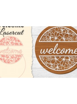 Σετ των 2 Intra απο ξύλο plywood 3mm-4mm πάχος - Flower Welcome Lasercut Δίασταση 20x20 cm INTRAFABR-122600011