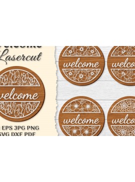 Σετ των 2 Intra απο ξύλο plywood 3mm-4mm πάχος - Λουλούδια καλωσορίσματος Lasercut BNDLES Δίασταση 20x20 cm INTRAFABR-122600034