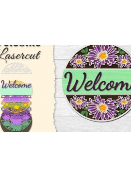 Σετ των 2 Intra απο ξύλο plywood 3mm-4mm πάχος - Flower Welcome Lasercut Δίασταση 20x20 cm INTRAFABR-122044395