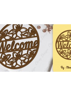 Σετ των 2 Intra απο ξύλο plywood 3mm-4mm πάχος - Flower Welcome Sign Lasercut Δίασταση 30x20 cm INTRAFABR-104126088
