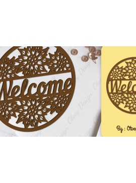 Intra απο ξύλο plywood 3mm-4mm πάχος - Flower Welcome Sign Lasercut Δίασταση 30x20 cm INTRAFABR-104125947
