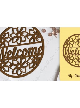 Σετ των 2 Intra απο ξύλο plywood 3mm-4mm πάχος - Flower Welcome Sign Lasercut Δίασταση 30x20 cm INTRAFABR-104125969