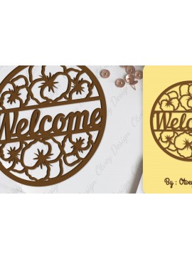 Σετ των 2 Intra απο ξύλο plywood 3mm-4mm πάχος - Flower Welcome Sign Lasercut Δίασταση 30x20 cm INTRAFABR-104126011