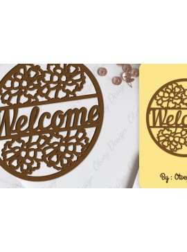 Σετ των 2 Intra απο ξύλο plywood 3mm-4mm πάχος - Flower Welcome Sign Lasercut Δίασταση 30x20 cm INTRAFABR-104126034