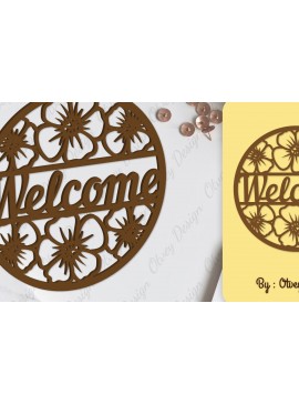 Σετ των 2 Intra απο ξύλο plywood 3mm-4mm πάχος - Flower Welcome Sign Lasercut Δίασταση 30x20 cm INTRAFABR-104126052