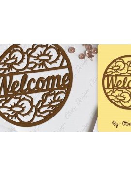 Σετ των 2 Intra απο ξύλο plywood 3mm-4mm πάχος - Flower Welcome Sign Lasercut Δίασταση 30x20 cm INTRAFABR-104126074