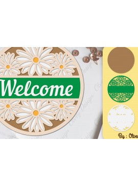 Intra απο ξύλο plywood 3mm-4mm πάχος - Σήμα καλωσορίσματος λουλουδιών Lasercut Δίασταση 30x20 cm INTRAFABR-104130374