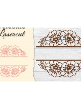 Σετ των 2 Intra απο ξύλο plywood 3mm-4mm πάχος - Flower Welcome Slip Lasercut Δίασταση 20x20 cm INTRAFABR-122603037