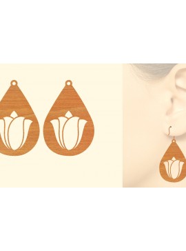 Σετ των 3 Intra απο ξύλο plywood 3mm-4mm πάχος - Flower WOOD Σκουλαρίκια Laser Cut  Δίασταση 3x3 cm INTRAFABR-62683565