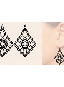 Σετ των 2 Intra απο ξύλο plywood 3mm-4mm πάχος - Ξύλινα σκουλαρίκια λουλούδι με   Δίασταση 3000x3000 cm INTRAFABR-116859379