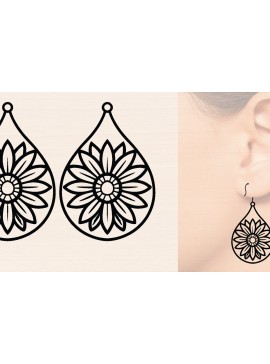 Σετ των 2 Intra απο ξύλο plywood 3mm-4mm πάχος - Ξύλινα σκουλαρίκια λουλούδι με   Δίασταση 3000x3000 cm INTRAFABR-116859885