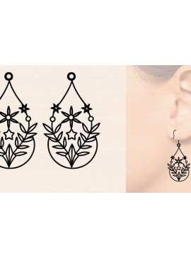 Σετ των 2 Intra απο ξύλο plywood 3mm-4mm πάχος - Ξύλινα σκουλαρίκια λουλούδι με   Δίασταση 3000x3000 cm INTRAFABR-116847995