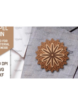 Σετ των 2 Intra απο ξύλο plywood 3mm-4mm πάχος - Λουλούδι Ξύλινη καρφίτσα για πέτο με λέιζερ Δίασταση 30x20 cm INTRAFABR-98650136