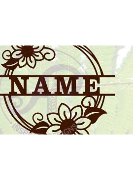 Σετ των 2 Intra απο ξύλο plywood 3mm-4mm πάχος - Σήμα ονόματος στεφάνι λουλουδιών  Cut file Δίασταση 30x20 cm INTRAFABR-67675965