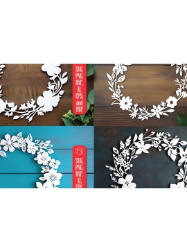 Intra απο ξύλο plywood 3mm-4mm πάχος - Πακέτο χαρτιού στεφάνι λουλουδιών κομμένο  Δίασταση 40x50 cm INTRAFABR-117725576