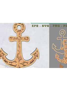 Σετ των 2 Intra απο ξύλο plywood 3mm-4mm πάχος - Flowers Anchor τρισδιάστατη διακόσμηση με λέιζερ Δίασταση 20x20 cm INTRAFABR-111486364