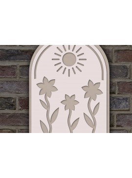 Σετ των 3 Intra απο ξύλο plywood 3mm-4mm πάχος - Λουλούδια και Sun Laser Cut  Δίασταση 20x20 cm INTRAFABR-120059953