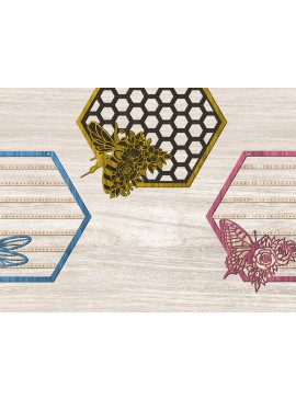 Σετ των 2 Intra απο ξύλο plywood 3mm-4mm πάχος - Στάση σκουλαρικιών λουλουδιών ζώων Δίασταση 20x20 cm INTRAFABR-26341396