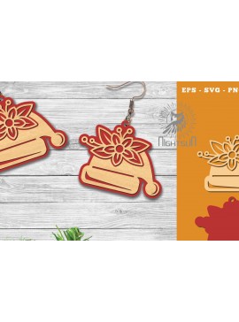 Σετ των 3 Intra απο ξύλο plywood 3mm-4mm πάχος - Σκουλαρίκια κομμένα με λέιζερ Flowers Beanie Δίασταση 3x3 cm INTRAFABR-113205627