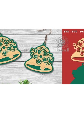 Σετ των 3 Intra απο ξύλο plywood 3mm-4mm πάχος - Σκουλαρίκια κομμένα με λέιζερ Flowers Bell Δίασταση 3x3 cm INTRAFABR-113205781