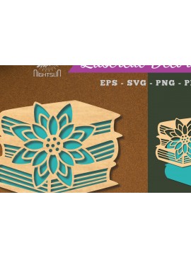 Σετ των 2 Intra απο ξύλο plywood 3mm-4mm πάχος - Βιβλίο Flowers Διακόσμηση με  5 Δίασταση 20x20 cm INTRAFABR-113273208