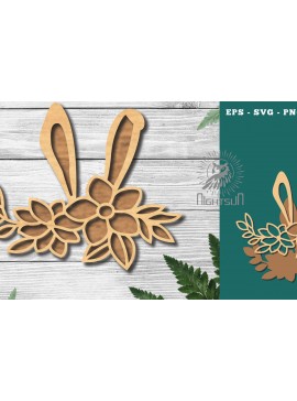 Σετ των 2 Intra απο ξύλο plywood 3mm-4mm πάχος - Διακόσμηση Flowers Bunny Cut Laser 6 Δίασταση 15x15 cm INTRAFABR-116293223