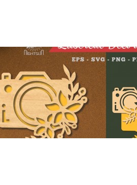 Σετ των 2 Intra απο ξύλο plywood 3mm-4mm πάχος - Διακόσμηση φωτογραφικής μηχανής με λουλούδια κομμένα με λέιζερ 5 Δίασταση 20x20 cm INTRAFABR-113275502