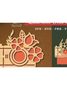 Σετ των 2 Intra απο ξύλο plywood 3mm-4mm πάχος - Διακόσμηση φωτογραφικής μηχανής με λουλούδια κοπής με λέιζερ 6 Δίασταση 20x20 cm INTRAFABR-113275550