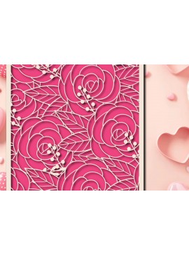 Σετ των 2 Intra απο ξύλο plywood 3mm-4mm πάχος - Flowers Card , Σχέδιο κοπής με λέιζερ/χαρτί Δίασταση 30x20 cm INTRAFABR-27154595