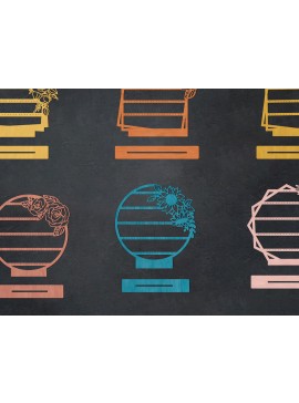 Σετ των 3 Intra απο ξύλο plywood 3mm-4mm πάχος - Βάση σκουλαρικιών με λουλούδια Δίασταση 20x20 cm INTRAFABR-28526075