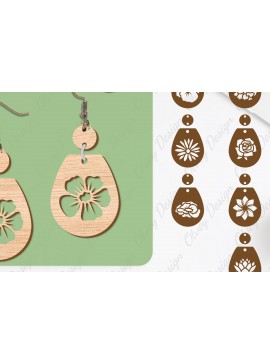 Σετ των 3 Intra απο ξύλο plywood 3mm-4mm πάχος - Σκουλαρίκια Λουλούδια Κόψιμο με Λέιζερ ΔΕΜΑ Δίασταση 3x3 cm INTRAFABR-104540589